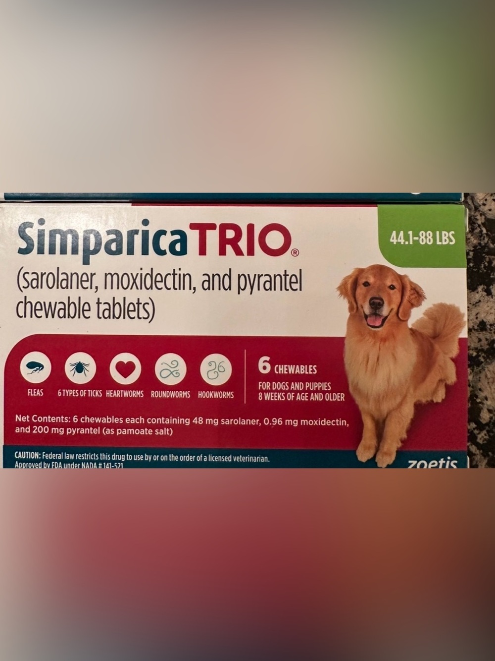 Simparica Trio 6 Chews 44-88lbs